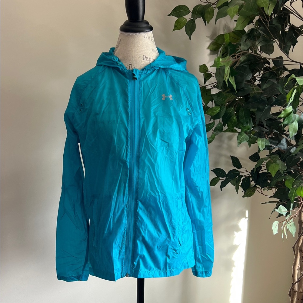 Under Armour Bright Blue Hooded Windbreaker/Rain Liner